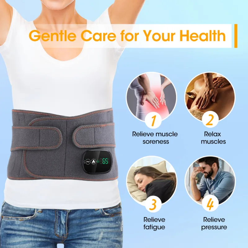 Electric Heating Belt Waist Massager Vibration Red Light Hot Compress Physiotherapy Lumbar Back Support Brace Pain Relie image 2