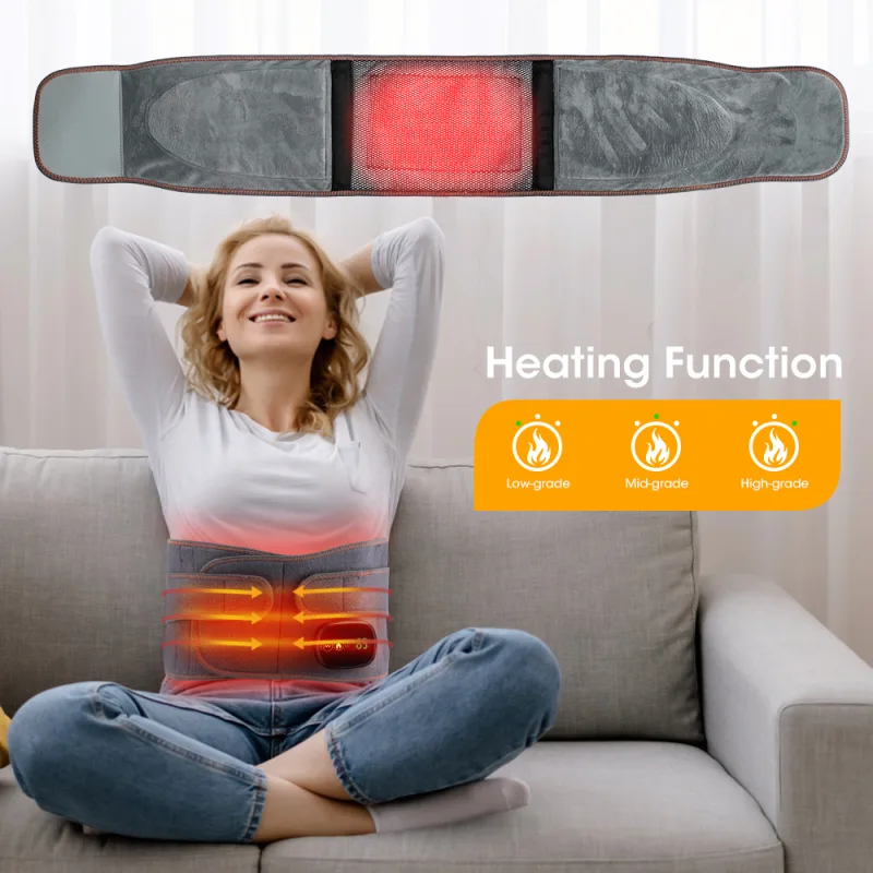 Electric Heating Belt Waist Massager Vibration Red Light Hot Compress Physiotherapy Lumbar Back Support Brace Pain Relie image 3