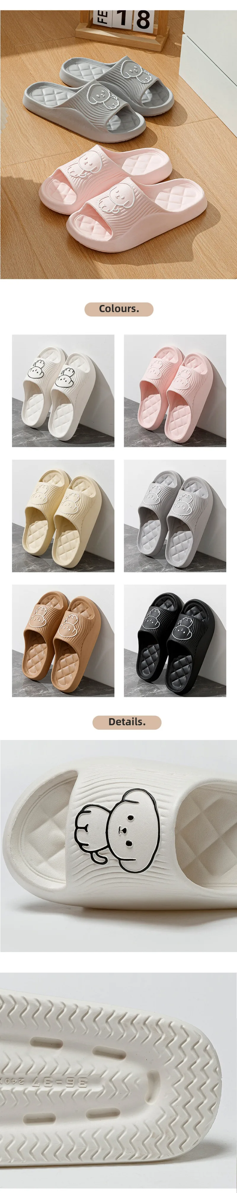 Cute Couple Pillow Slippers Female Summer Wear 2024 New Bathroom Bath Non-slip Indoor Home Eva Thick Bottom Sandals detail 4
