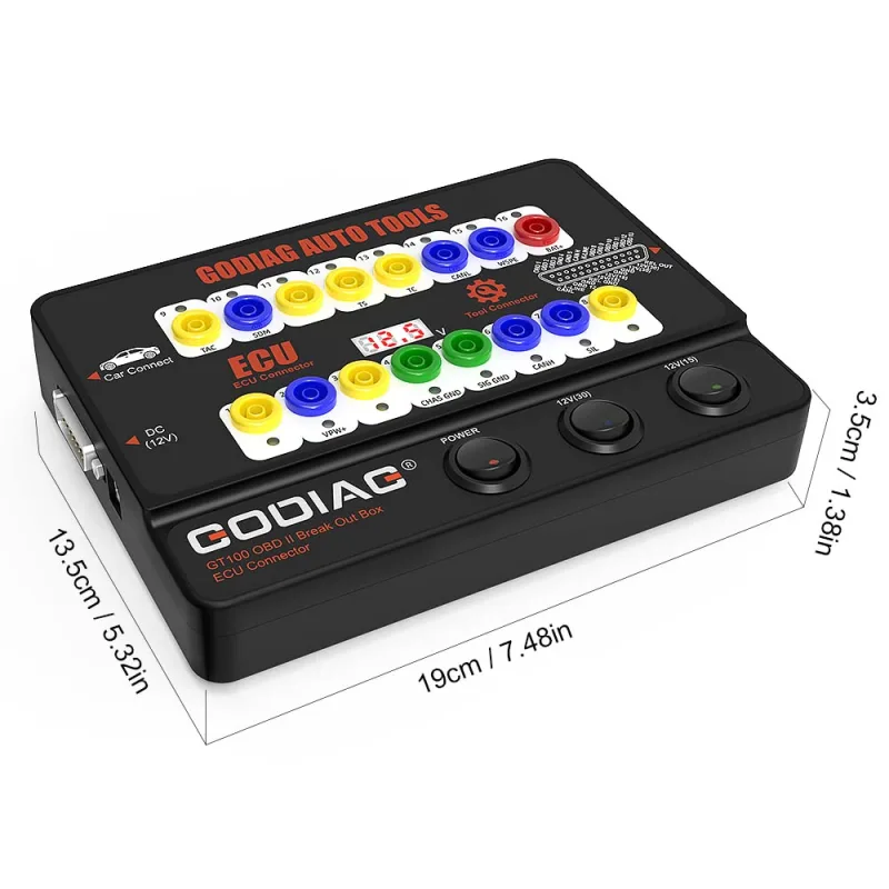 GODIAG GT100 AUTO TOOLS OBDII Break Out Box ECU Connector OBDII 16PIN Protocol Detector Breakout image 2
