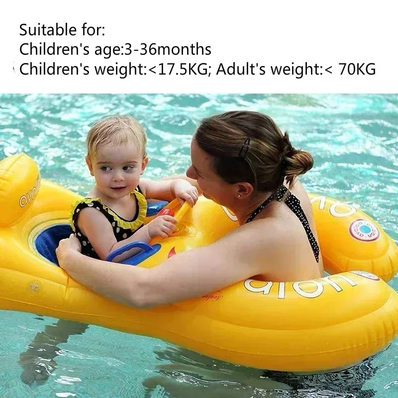 Portable Mother Children Swim Circle Inflatable Safety Swimming Ring Children Water Play Games Seat Float Kids Swim Trainer Toy - image 1
