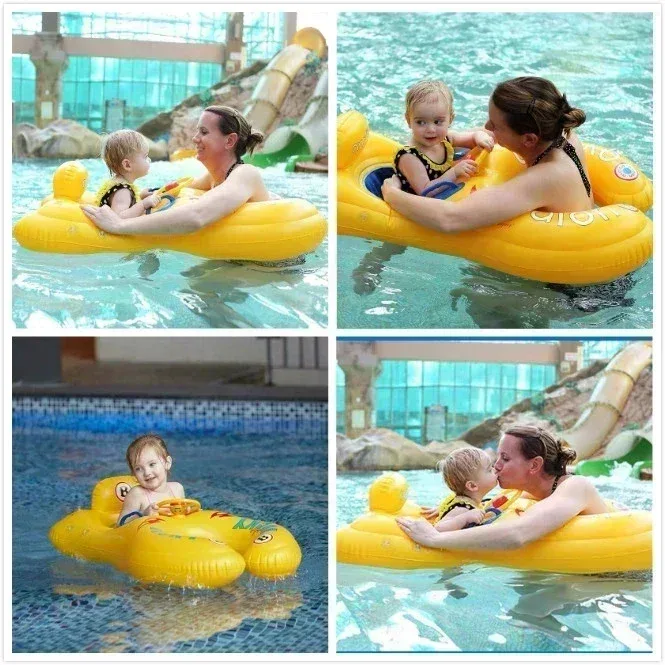 Portable Mother Children Swim Circle Inflatable Safety Swimming Ring Children Water Play Games Seat Float Kids Swim Trainer Toy - image 2
