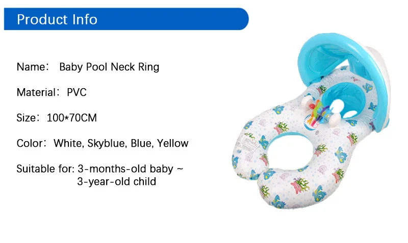 Portable Mother Children Swim Circle Inflatable Safety Swimming Ring Children Water Play Games Seat Float Kids Swim Trainer Toy detail 5