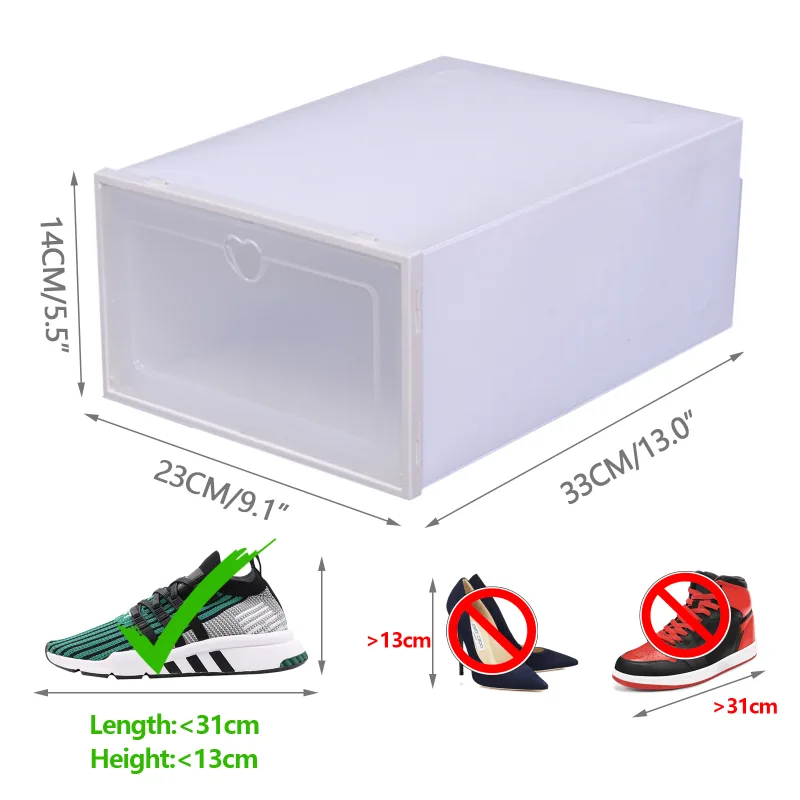 20x Stackable Foldable Plastic Shoe Boxes with Clear Lid image 2