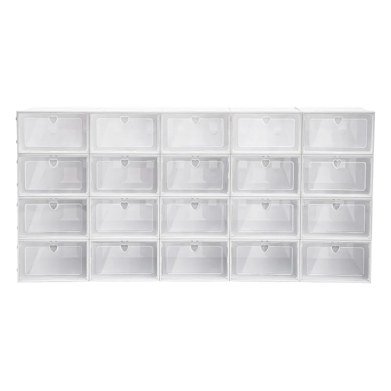 20x Stackable Foldable Plastic Shoe Boxes with Clear Lid image 4
