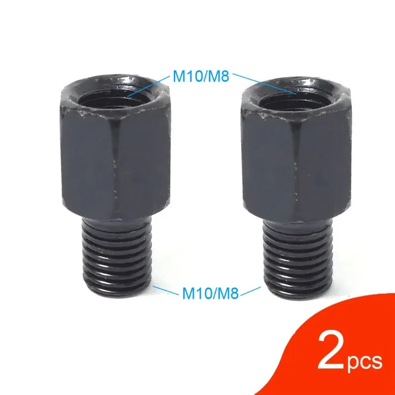 1 Pair Black Motorcycle Mirror Adapters M10 10MM M8 8MM Rearview Mirrors Conversion Bolt Clockwise Anti-clock Right Left image 1