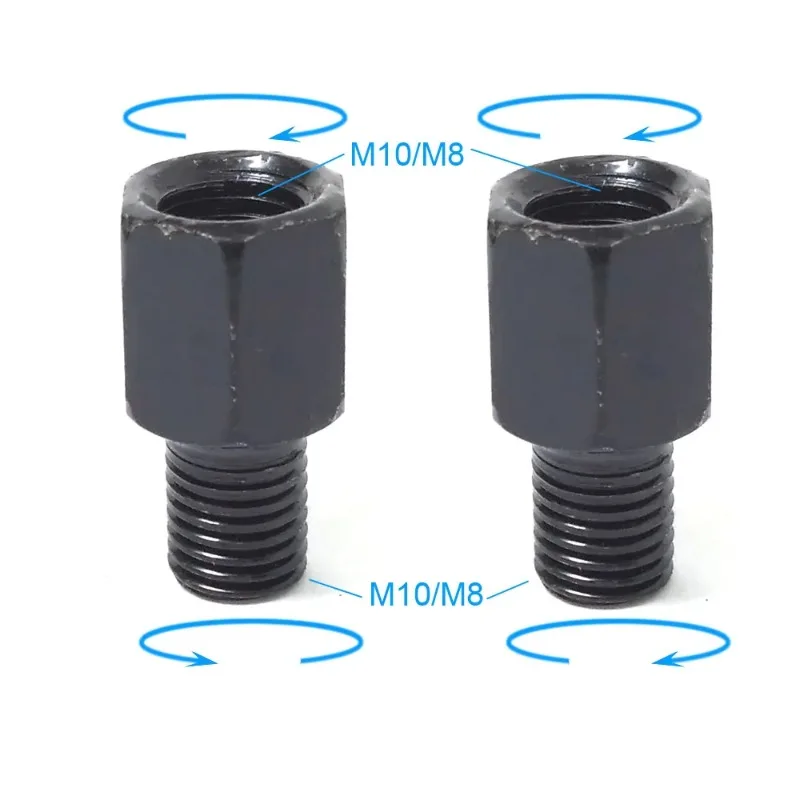 1 Pair Black Motorcycle Mirror Adapters M10 10MM M8 8MM Rearview Mirrors Conversion Bolt Clockwise Anti-clock Right Left image 2