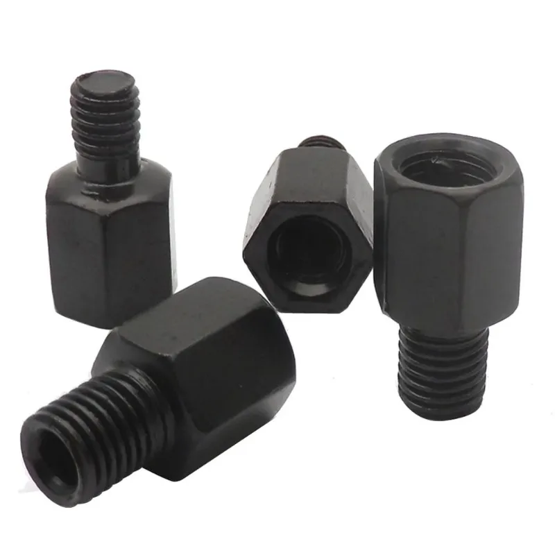 1 Pair Black Motorcycle Mirror Adapters M10 10MM M8 8MM Rearview Mirrors Conversion Bolt Clockwise Anti-clock Right Left image 3