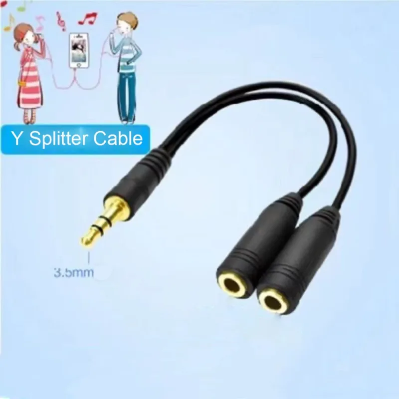 Dual Female Audio Cable Y Splitter Cable 3.5 Mm 1 Male To 2 for Earphone Headset Headphone MP3 MP4 Stereo Plug Adapter J image 1