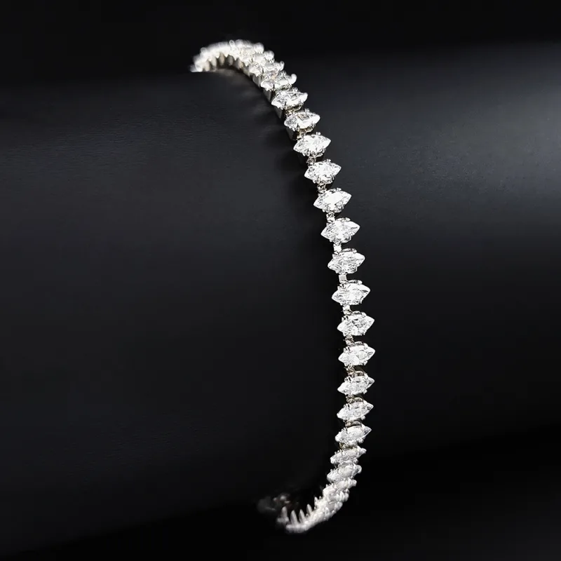 2024 New Marquise Oval Square Cut Luxury Silver Color on Hand Tennis Bracelet Bangle for Women Party Gift Jewelry S7062 image 2