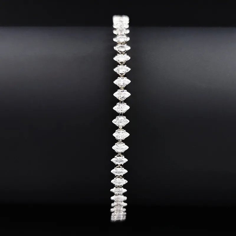 2024 New Marquise Oval Square Cut Luxury Silver Color on Hand Tennis Bracelet Bangle for Women Party Gift Jewelry S7062 image 3