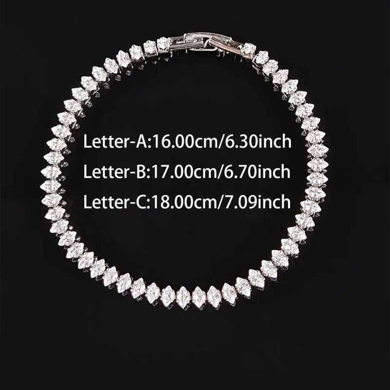 2024 New Marquise Oval Square Cut Luxury Silver Color on Hand Tennis Bracelet Bangle for Women Party Gift Jewelry S7062 image 6