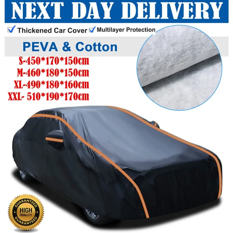 Waterproof 6 Layer Car Cover Heavy Duty Cotton Lined UV Protection - S M XL XXL image 1