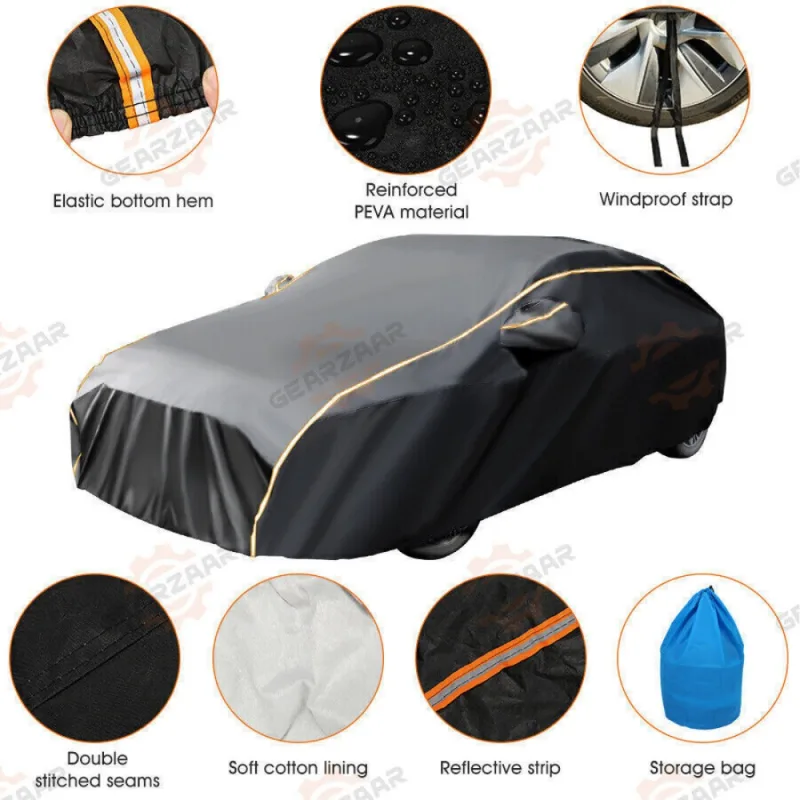 Waterproof 6 Layer Car Cover Heavy Duty Cotton Lined UV Protection - S M XL XXL image 3