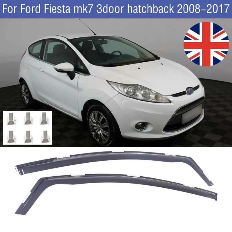 Wind Deflectors Front Window Tinted 2pc for Ford Fiesta 2008-2017 MK7 3 Door UK image 1
