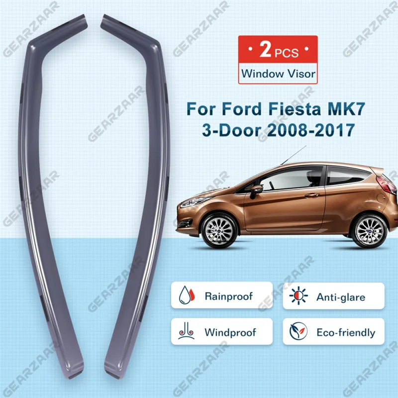 Wind Deflectors Front Window Tinted 2pc for Ford Fiesta 2008-2017 MK7 3 Door UK image 2