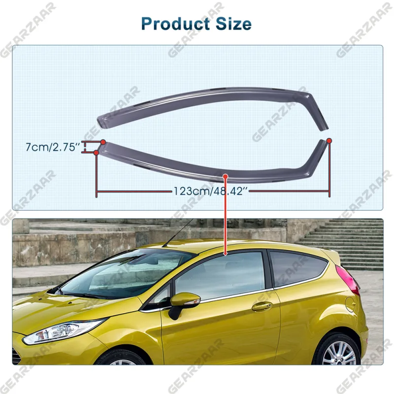 Wind Deflectors Front Window Tinted 2pc for Ford Fiesta 2008-2017 MK7 3 Door UK image 3