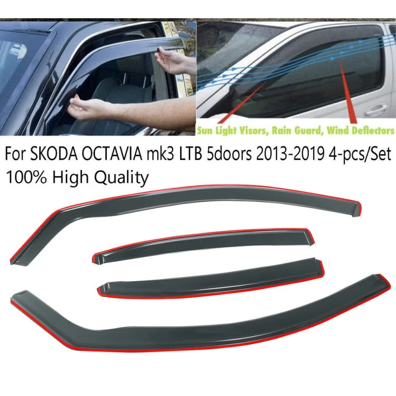 Tinted Wind Visor Deflectors for Skoda Octavia 5-Door 2013-2019 image 1