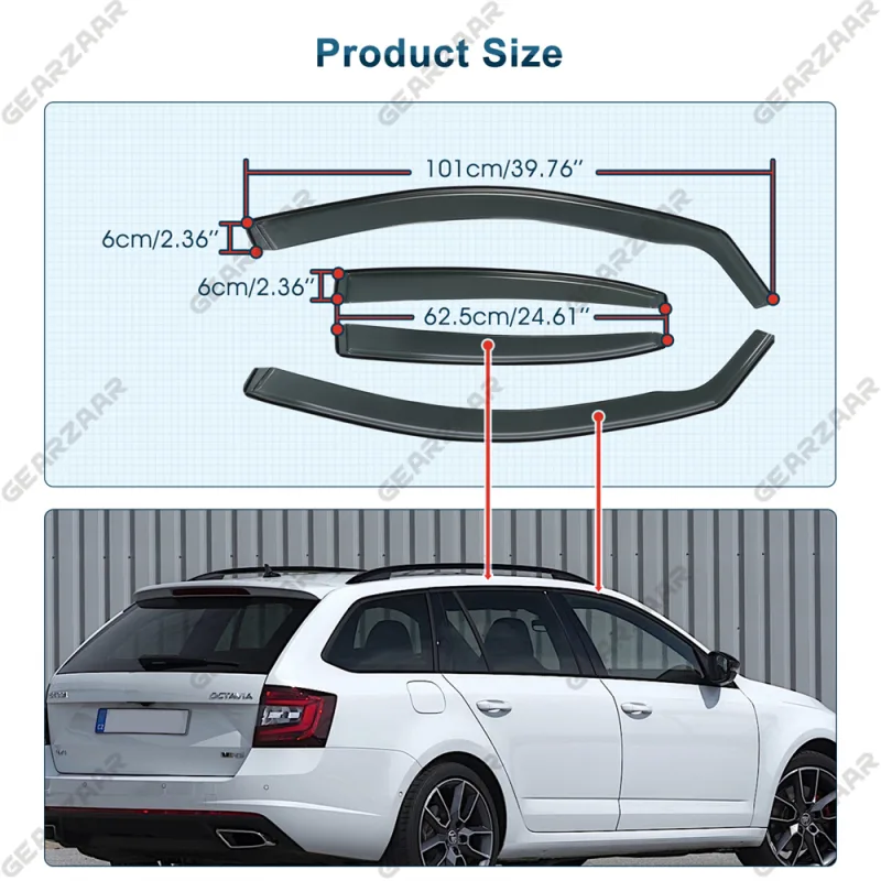 Tinted Wind Visor Deflectors for Skoda Octavia 5-Door 2013-2019 image 5