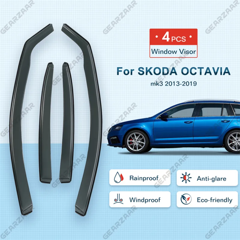 Tinted Wind Visor Deflectors for Skoda Octavia 5-Door 2013-2019 image 6