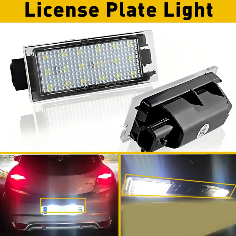 2Pcs LED Licence Number Plate Lights For Renault Clio Espace Duster Laguna Logan Master Megane Trafic Wind License Plate image 1