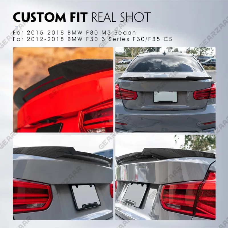 For BMW 3 Series F30 F35 & M3 F80 Carbon Fiber Look CS Style Boot Trunk Spoiler - image 6