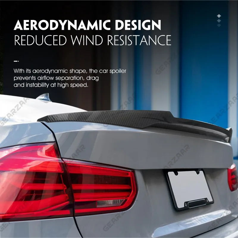 For BMW 3 Series F30 F35 & M3 F80 Carbon Fiber Look CS Style Boot Trunk Spoiler detail 5