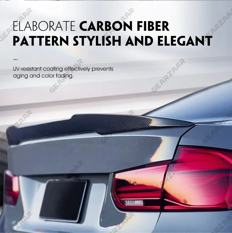 For BMW 3 Series F30 F35 & M3 F80 Carbon Fiber Look CS Style Boot Trunk Spoiler detail 8