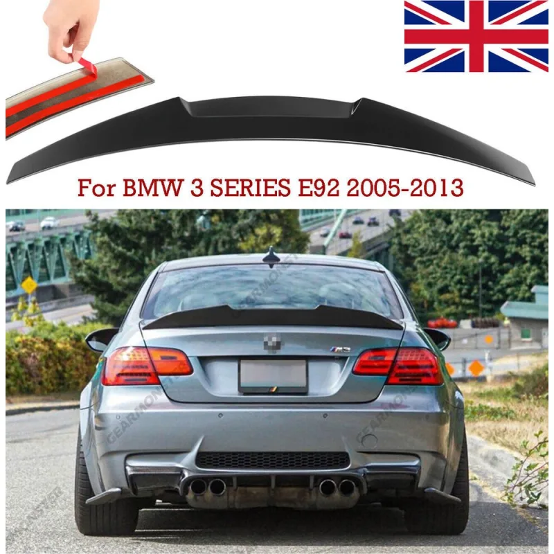 For BMW 3 SERIES E92 2005+ REAR BOOT SPOILER TRUNK LID WING M4 STYLE GLOSS BLACK image 1