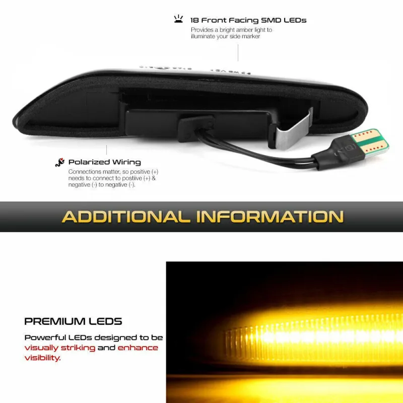 2X Dynamic LED Side Indicator light Turn Signal For BMW E90 E91 E92 E60 E87 E82 image 5