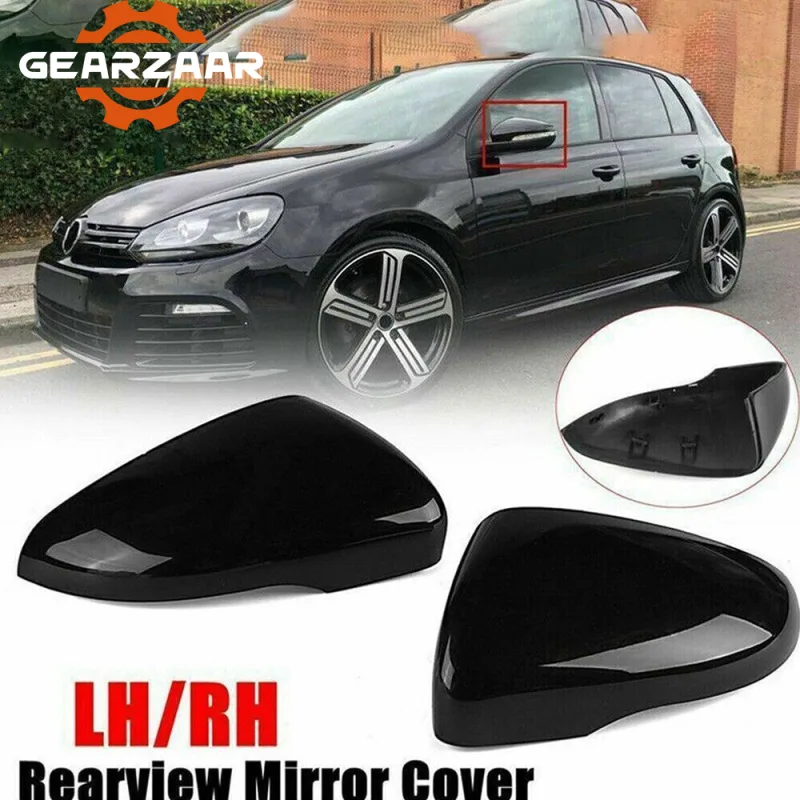 2x Gloss Black Door Mirror Covers VW Golf MK6 09-13 image 1