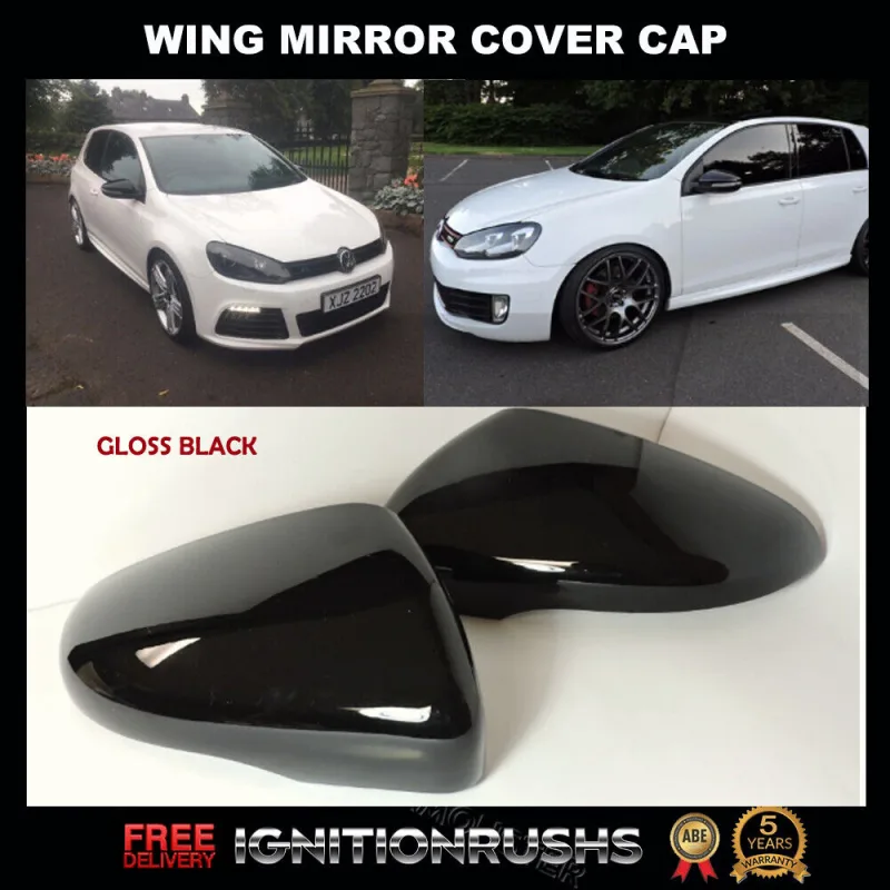 2x Gloss Black Door Mirror Covers VW Golf MK6 09-13 image 3