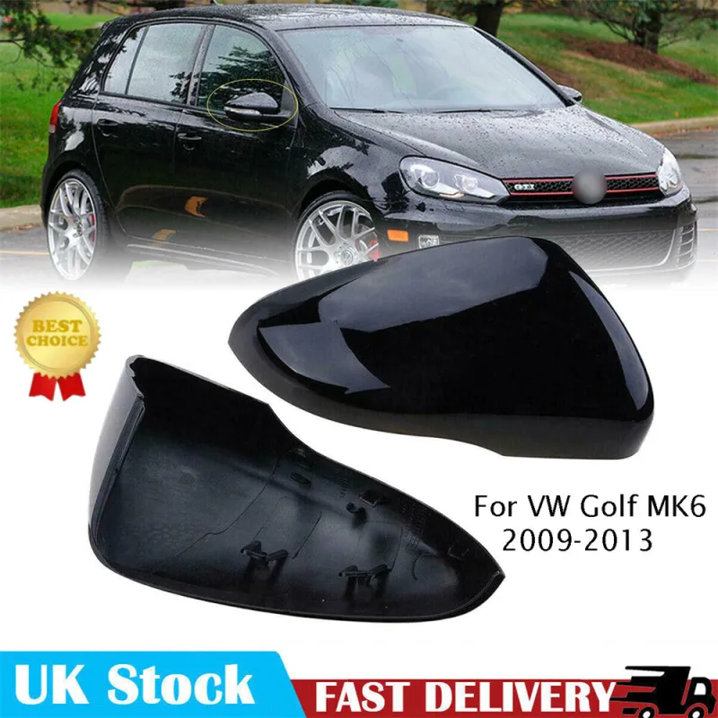 2x Gloss Black Door Mirror Covers VW Golf MK6 09-13 image 4