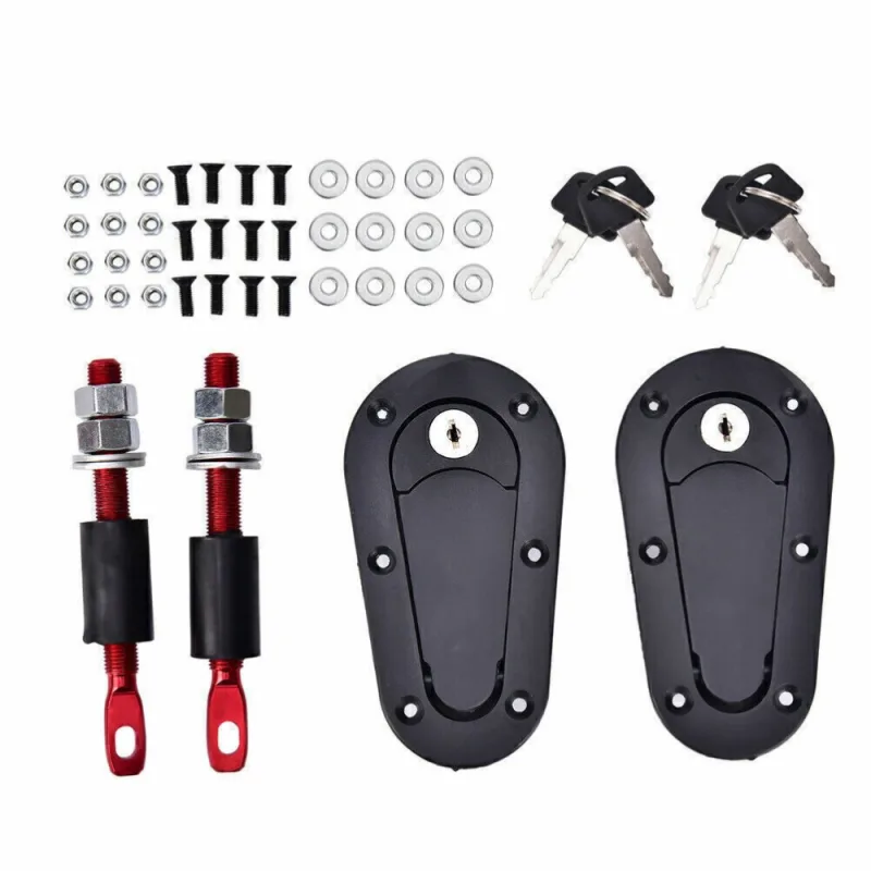 Black Universal Quick Release Bonnet Latch Catches Plus Flush w/Locking Pins GB image 5