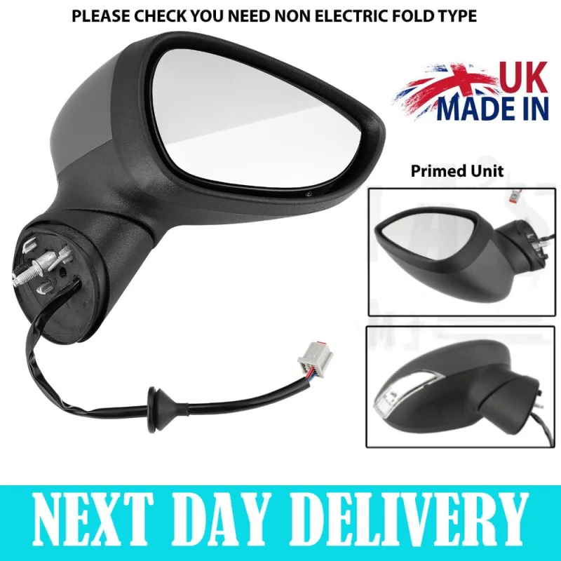 Ford Fiesta Mk7 2008-2012 Electric Door Wing Mirror Primed Drivers Side Right image 1