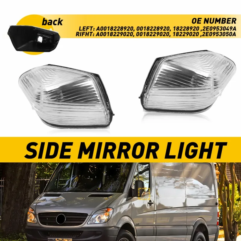 2Pcs Left & Right Door Wing Mirror Indicator Lens For Mercedes Sprinter Vw Crafter Car Side Rearview Mirror Light Turn S image 6