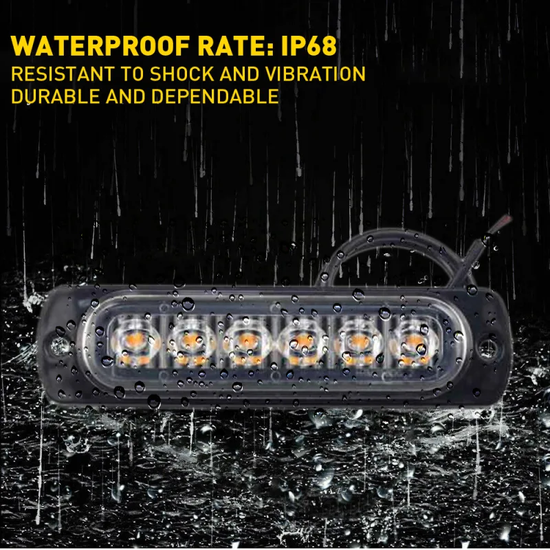 4x LED Strobe Warning Light Amber image 2