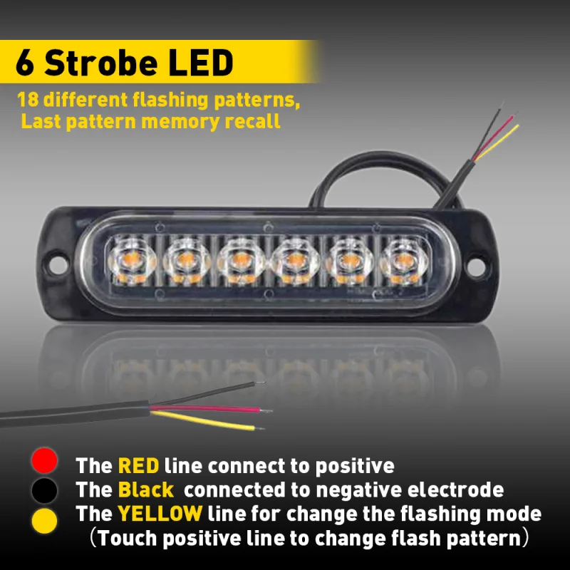 4x LED Strobe Warning Light Amber image 4