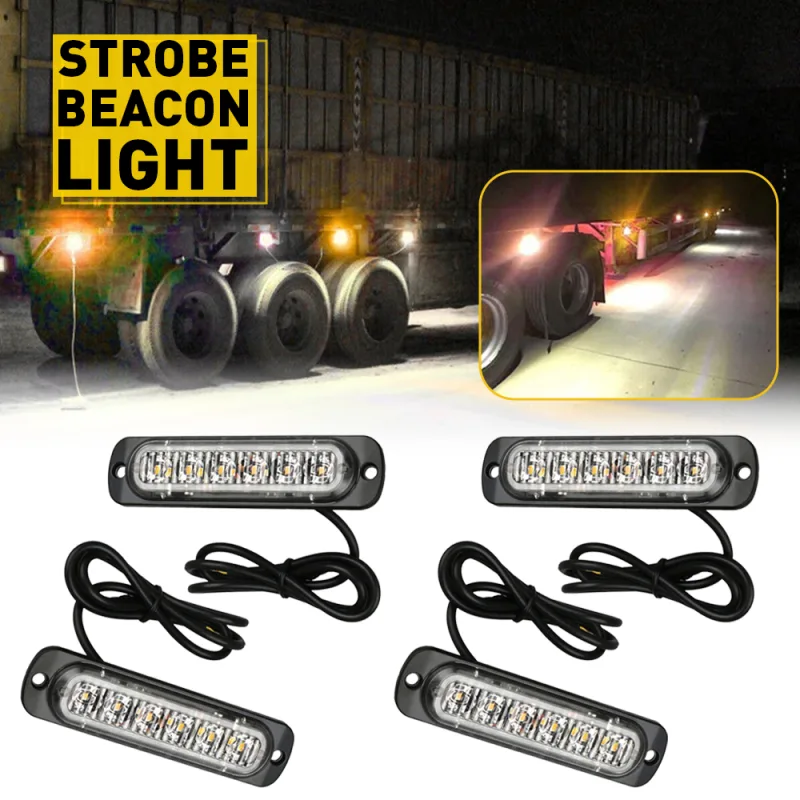 4x LED Strobe Warning Light Amber image 5