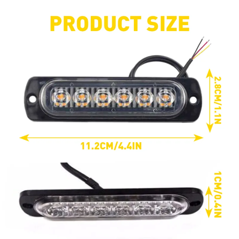 4x LED Strobe Warning Light Amber image 6
