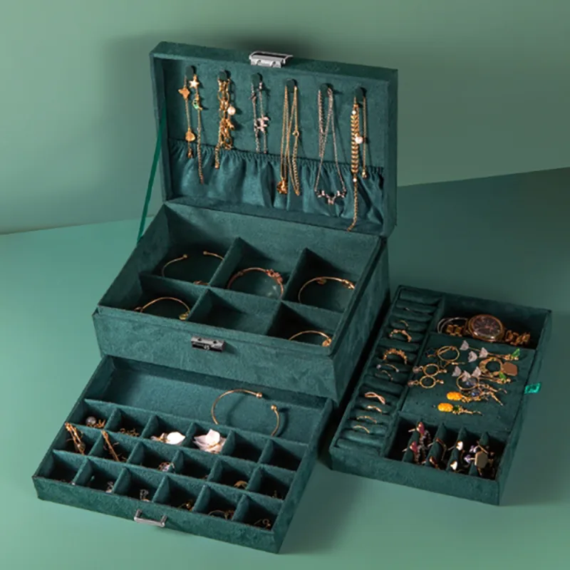 Hot sales 3 Layers Jewelry Box Organizer Large Capacity Ring Earring Necklace Storage New detail 8
