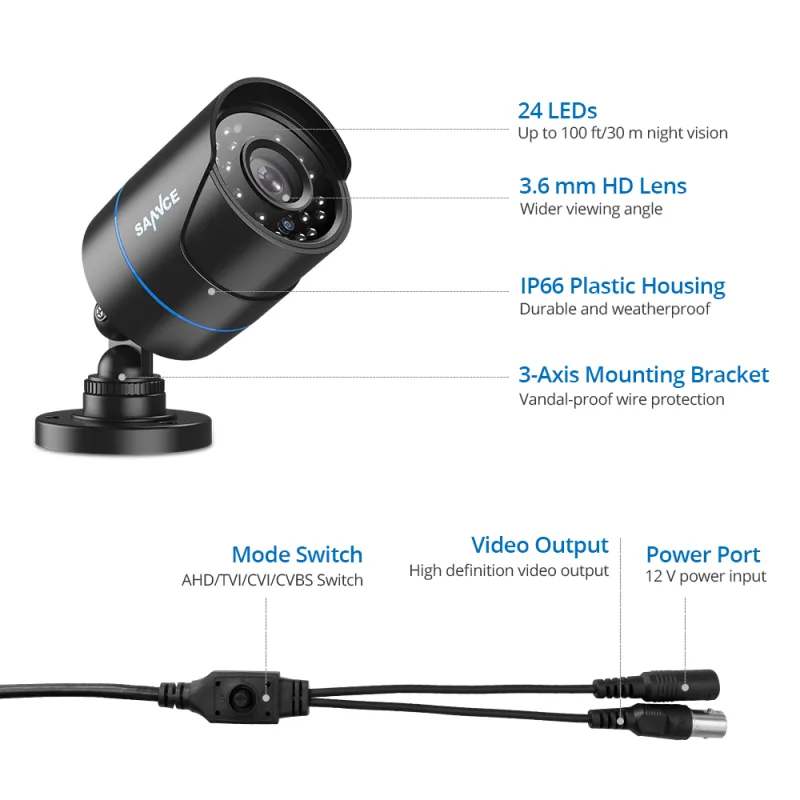 SANNCE 1080P Outdoor Bullet Home CCTV Security Camera 100ft IR Night Vision Weatherproof Cameras 2MP CCTV Surveillance image 6