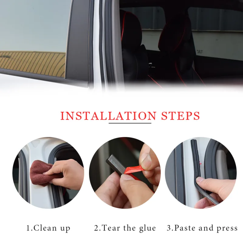 5M Car Door B-Shape Seal Strip Sticker Trunk Engine Cover Window Edge Trim Moulding Insulation Rubber Weatherstrip Hollo image 3