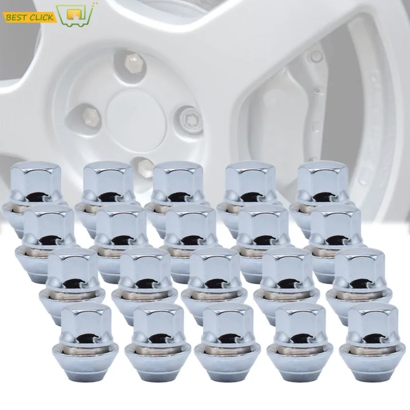 20Pcs M12 X 1.5 Chromed 19mm Alloy Wheel Nuts For Ford Focus MK1 MK2 MK3 ST RS Bolt Lug Stud Tyre Whorl Nut With Washer  image 1