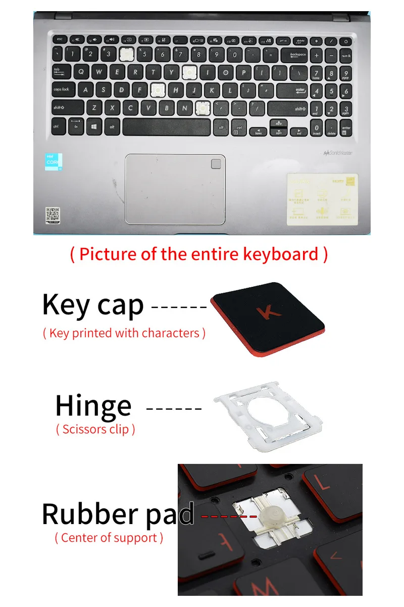 Keyboard Laptop For ASUS ACER HP DELL IBM lenovo Xiaomi HUAWEI LG Apple HASEE SONY Cap Keycap And Hinge Replacement detail 2