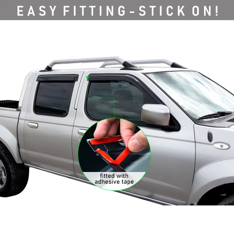 Window Visor wind Deflectors Rain Guard FOR NISSAN NAVARA 1997-2005 Double Cabin Car Styling detail 6