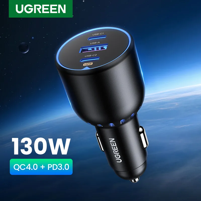 UGREEN 130W USB C Car Charger For Xiaomi iPhone 17 Samsung Galaxy S24 Laptops Tabet PD3.0 Fast Charging USB Type C Car Charger - image 1