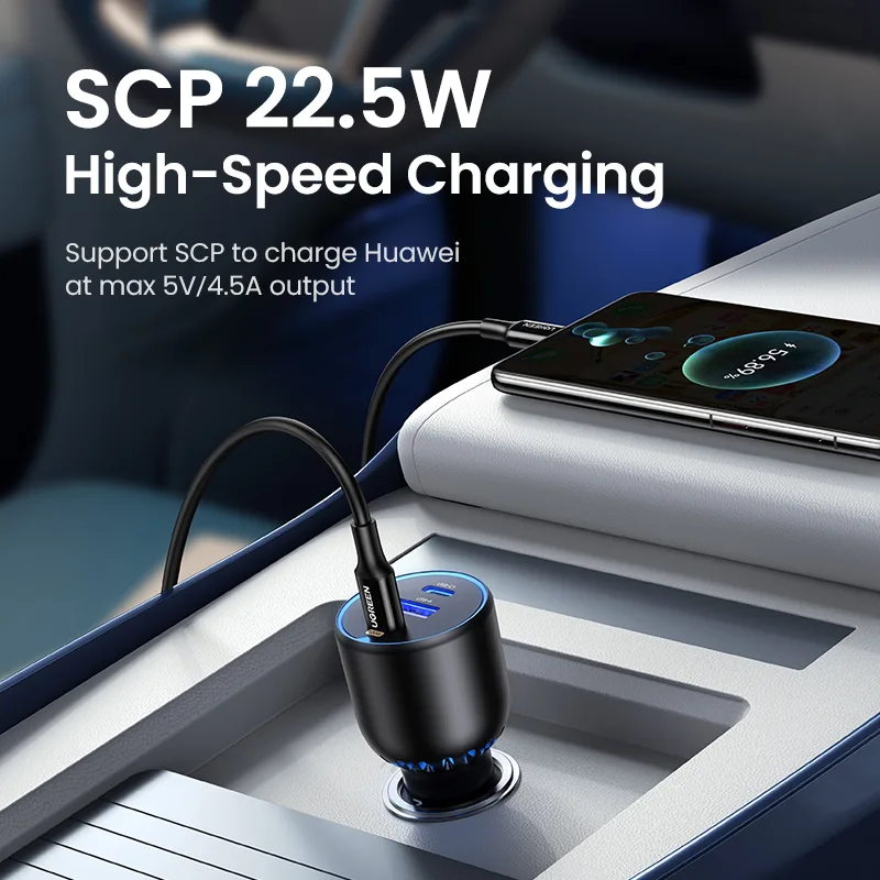 UGREEN 130W USB C Car Charger For Xiaomi iPhone 17 Samsung Galaxy S24 Laptops Tabet PD3.0 Fast Charging USB Type C Car Charger - image 4