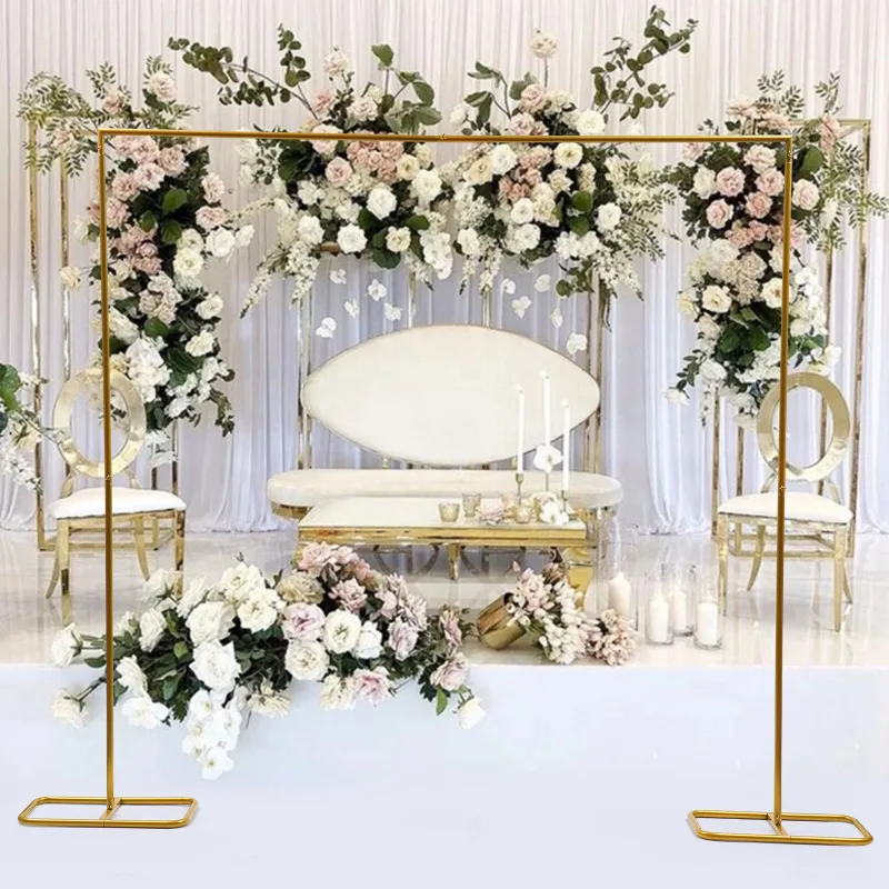 Rectangle Wedding Arch 2x2.1m Door Background Wrought Iron Decorative Props Flower Rack Gold detail 2
