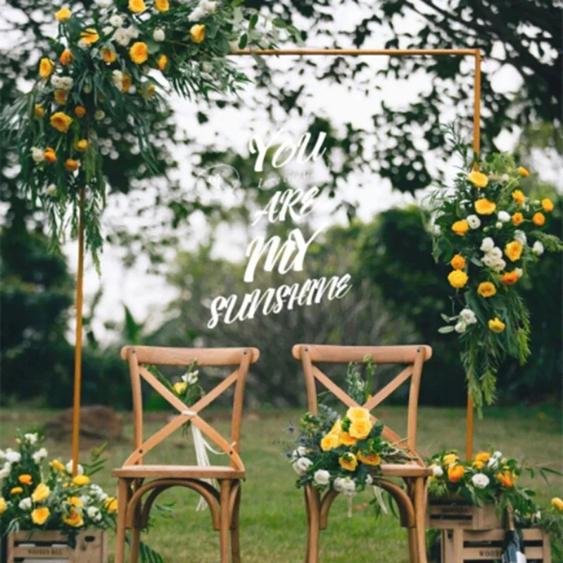 Rectangle Wedding Arch 2x2.1m Door Background Wrought Iron Decorative Props Flower Rack Gold detail 3